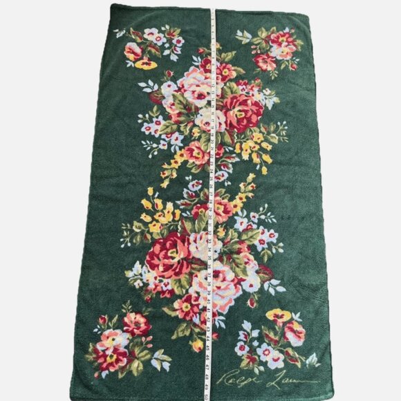 Ralph Lauren LOT OF 3 Green Floral Bathroom Towel Set 2 Bath 1 Hand Rose Vintage - Picture 7 of 16